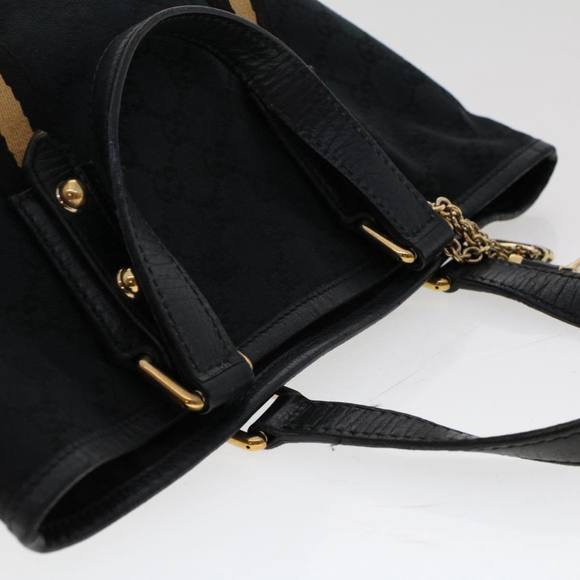 GUCCI GG Canvas Sherry Line Hand Bag Black White 139261 Auth 50162 - Picture 6 of 16